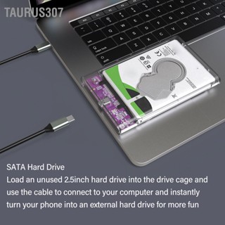 Taurus307 กล่องใส่ฮาร์ดไดรฟ์ภายนอกขนาด 2.5 นิ้วรองรับกล่องใส่ HDD สูงสุด 2TB 10Gbps Type C สำหรับ นิ้ว SATA SSD