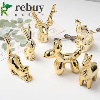 Rebuy รูปปั้นเซรามิกรูปปั้นสีทองสําหรับตกแต่งบ้าน