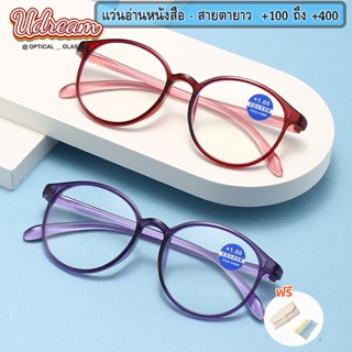 กรอบแว่นตาอ่านหนังสือ ทรงกลม ป้องกันแสงสีฟ้า (มองเห็นได้ไกล + 100 ถึง + 400) สําหรับสุภาพสตรี