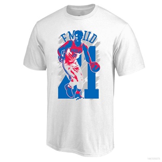 เสื้อยืดแขนสั้น คอกลม พิมพ์ลายการ์ตูน NBA Philadelphia 76ers ทรงหลวม พลัสไซซ์ สําหรับผู้ชาย และผู้หญิง