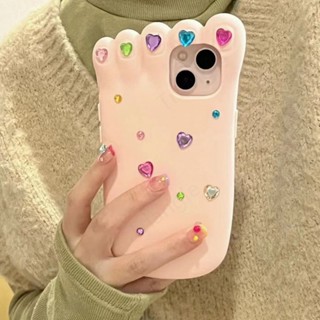 เคสโทรศัพท์มือถือ ซิลิโคนนิ่ม แบบป้องกัน ลายเท้าตลก สไตล์เกาหลี สําหรับ Iphone 14pro max 13 12 11 14 13 12 11 13promax