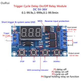 {RUI} Dc 6-30V Dual MOS LED Digital Time Delay รีเลย์สวิทช์โมดูลแผงวงจร {OuRui.th}