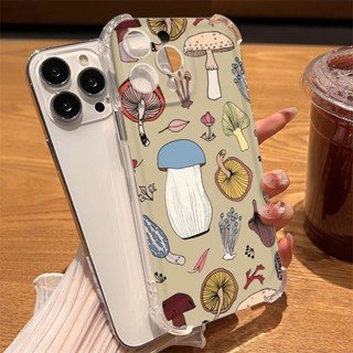 เคสโทรศัพท์มือถืออะคริลิคใส กันกระแทก ป้องกันเลนส์ ลายการ์ตูนเห็ด สําหรับ iPhone 14 13 12 Pro Max 11 XR XS 7 8 Plus SE 2020