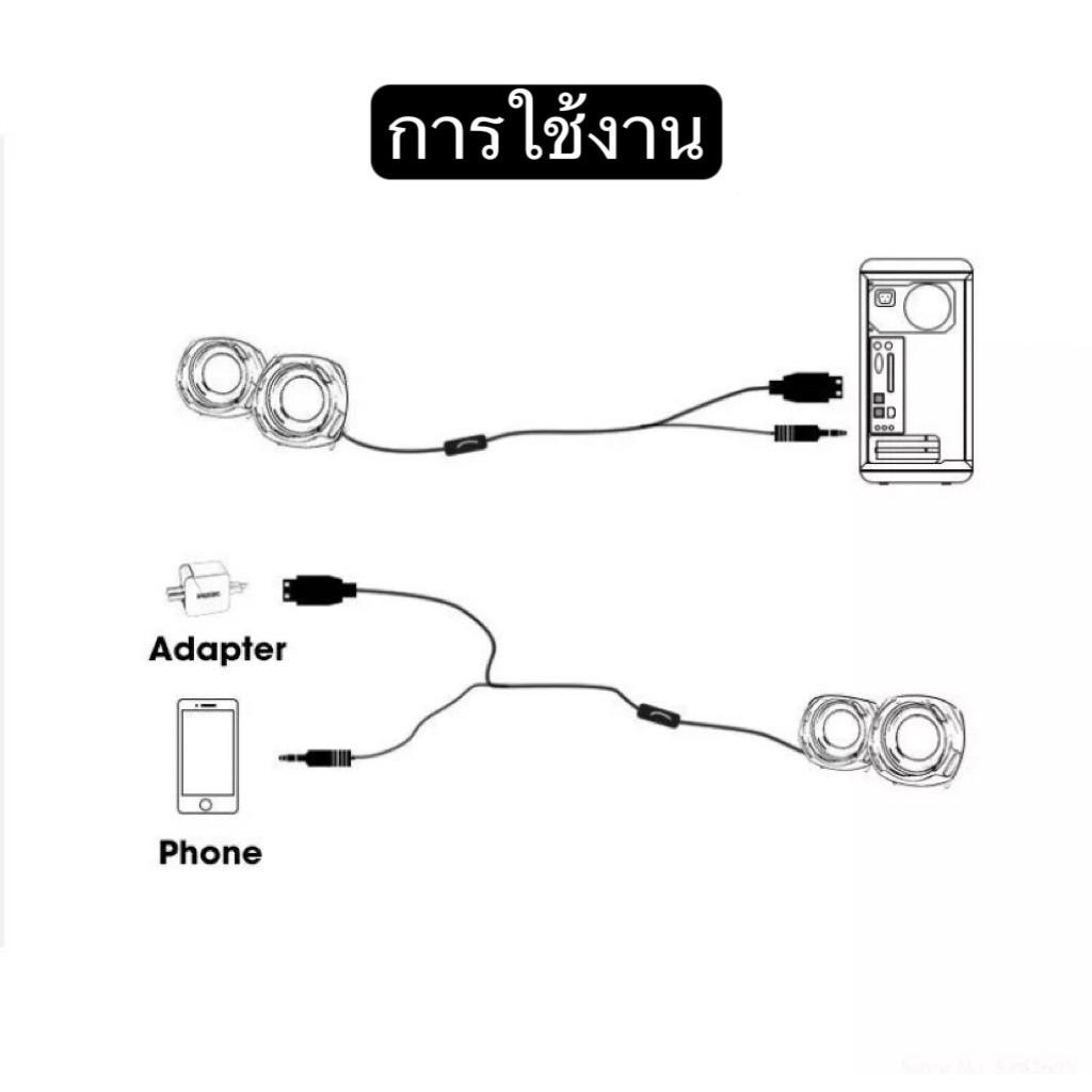 ลำโพงคอมพิวเตอร์ LED A2 แบบตั้งโต๊ะ ใช้งานแบบคู่ ใช้งานสำหรับกับโน๊ตบุ๊ค ต่อ AUX 3.5mmมีสินค้าพร้อมส่งที่ไทย
