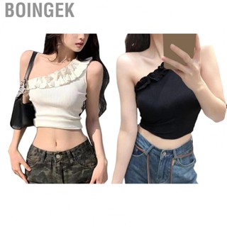 Boingek One Shoulder Tank Top  Soft  Fit Single Sleeveless Skin Friendly for Daily Vacation