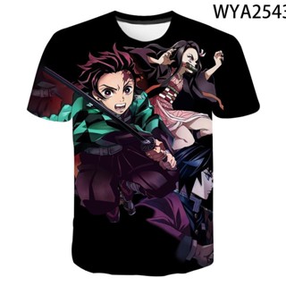 เสื้อยืดแขนสั้น พิมพ์ลายอนิเมะ Kimetsu no Yaiba Ghost Destroying Blade แฟชั่นฤดูร้อน สําหรับผู้ชาย และผู้หญิง 2023