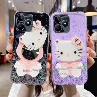 เคสโทรศัพท์มือถือ แบบใส ลาย Hello Kitty แต่งกลิตเตอร์ดาว อเนกประสงค์ สําหรับ Realme C53 C55 NFC 2023 Realme C53