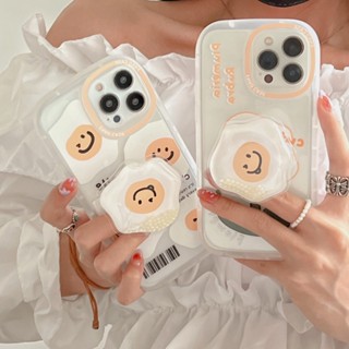 (ใหม่) เคสโทรศัพท์มือถือ ลายดอกไม้ไข่ พร้อมที่ตั้งวาง สําหรับ Apple 11 12 13 X Xr Xs 6 7 8plus 14promax 12