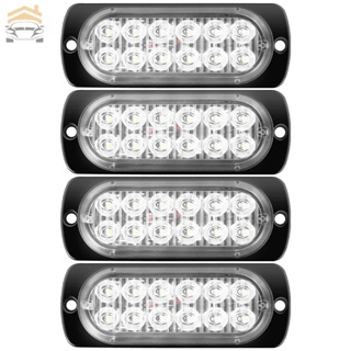 ชุดไฟกระพริบฉุกเฉิน LED DC 12-24V 12LED กันน้ํา สีเหลืองอําพัน 4 ชิ้น พร้อม 18 โหมด SHOPQJC6138