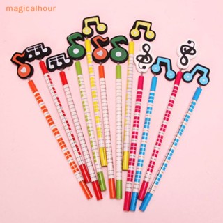 Magicalhour^^ ดินสอเครื่องเขียน ลายโน้ตดนตรี สุ่มสี สําหรับนักเรียน 6 ชิ้น ต่อล็อต