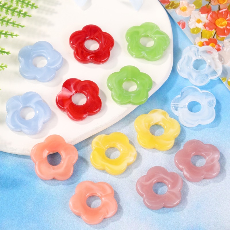 จี้สร้อยคออะคริลิค รูปกลีบดอกไม้ห้ากลีบ แบบกลวง แฮนด์เมด DIY