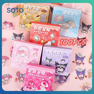 ♫ สติ๊กเกอร์ Sanrio 100 ชิ้น Sweet Kuromi Melody Cinnamoroll Sticker Gift Box Set Goo Card Handbook PVC Waterproof Sticker