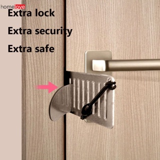 ล็อคประตูแบบพกพา Travel Lock Stainless Steel Punch-free Security Privacy Door Lock Anti-theft Door Stopper For Travel Hotel Home homelove