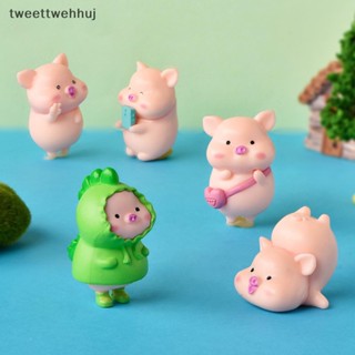 Tw โมเดลตุ๊กตาการ์ตูนหมู ขนาดเล็ก ของเล่นสําหรับเด็ก 7 ชิ้น ต่อชุด huj