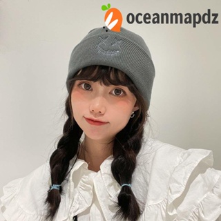 OCEANMAPDZ หมวกถัก หมวกฮิปฮอป ฤดูใบไม้ร่วง ฤดูหนาว สีพื้น กะโหลกศีรษะ สไตล์เกาหลี สําหรับผู้ชาย