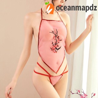 OCEANMAPDZ ชุดชั้นใน กางเกงชั้นใน แขนกุด ปักลาย สไตล์เรโทร