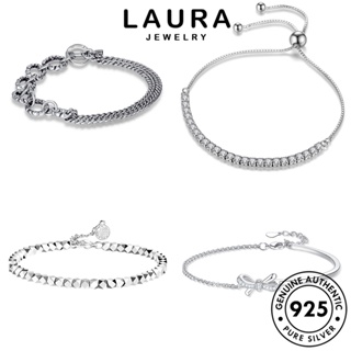 Laura Jewelry สร้อยข้อมือ เงิน 925 ประดับเพชรโมอิส เรียบง่าย เครื่องประดับ สําหรับผู้หญิง M054