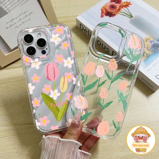 เคสโทรศัพท์มือถือ TPU แบบนิ่ม ลายดอกทิวลิป กันกระแทก สําหรับ Iphone X XS XR XsMax IP 7 8 Plus 11 Pro Max 12 13 14 Pro Max