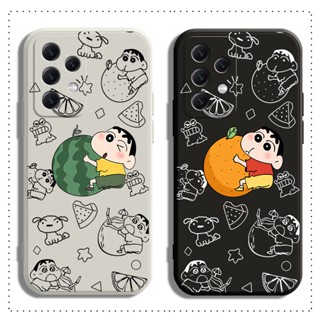 เคส Samsung A14 A24 A34 A54 4G 5G โทรศัพท์มือถือแบบนิ่ม ลายการ์ตูนชินจัง สีขาวดํา สําหรับ