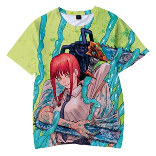 เสื้อยืด พิมพ์ลายอนิเมะ Chainsaw Man สไตล์ฮาราจูกุ สตรีท สําหรับผู้ชาย