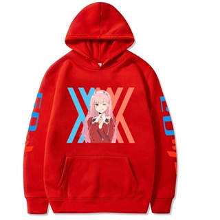 เสื้อกันหนาว มีฮู้ด ลายการ์ตูนอนิเมะ Darling In The Franxx Zero Two Janpanese สไตล์ฮิปฮอป เรโทร แฟชั่นสําหรับผู้ชาย