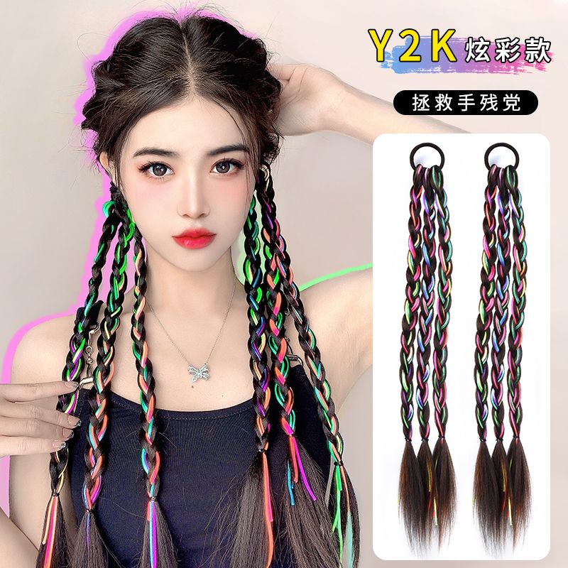 เทศกาลดนตรี Sweet Cool Braids หญิง Twist ยาว Braids Y2k Millennium สาวร้อนมวย Braids Gradient สีสันเ