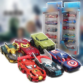 6 ชิ้น / เซต รถของเล่น อเวนเจอร์ส 1:64 โลหะ Diecast รถ Captain America Hulk Ironman Spiderman โมเดลรถของเล่นเด็ก