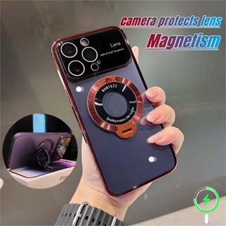 ใหม่ เคสโทรศัพท์มือถือแบบแข็ง ใส กันกระแทก กันรอยเลนส์กล้อง พร้อมตัวยึดแม่เหล็ก สําหรับ iPhone 14 Pro Max case 14 plus case 12 13 Pro Max 11 Pro Max