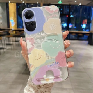 ใหม่ เคสโทรศัพท์มือถือ ซิลิโคนนิ่ม TPU ลายหน้ายิ้ม พร้อมกระเป๋าใส่บัตร แฟชั่น สําหรับ Oppo Reno10 Pro Reno 10 Pro+ 5G 2023 Reno10Pro+