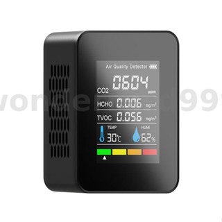 Wonderland 5 In1 CO2 TVOC HCHO เครื่องทดสอบอุณหภูมิและความชื้น หน้าจอ LCD ดิจิทัล คุณภาพอากาศ