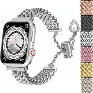 สายนาฬิกาข้อมือ โลหะถัก รูปหัวใจ สําหรับผู้หญิง สําหรับ iWatch 49 มม. 45 มม. 41 มม.