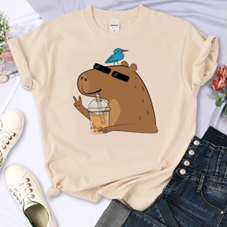 Capybara เสื้อยืด พิมพ์ลายกราฟฟิค สไตล์ญี่ปุ่น สําหรับผู้หญิง y2k