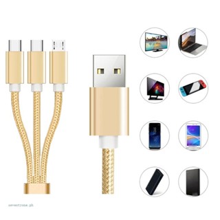 【seve*】สายชาร์จ Usb เป็น USB C Micro USB 3 in 1 สําหรับโทรศัพท์มือถือ