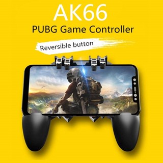 Ak66 เกมแพดควบคุมเกม PUBG หกนิ้ว ทริกเกอร์โลหะ สําหรับโทรศัพท์มือถือ IOS Android