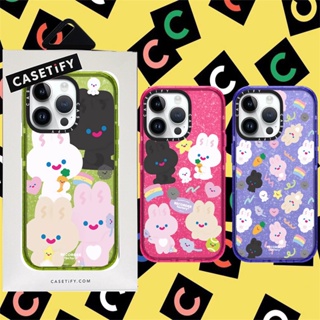 Casetify 【COCO Bunny】เคสโทรศัพท์มือถือ ซิลิโคนนิ่ม TPU ใส กันกระแทก ลายตัวอักษร แต่งกลิตเตอร์ มีลายด้านข้าง สําหรับ iPhone 11 12 13 14 Pro Max