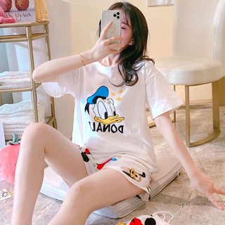 ชุดนอน เสื้อแขนสั้น กางเกงขาสั้น แบบบาง ลายการ์ตูน Snoopy น่ารัก แฟชั่นฤดูร้อน สําหรับผู้หญิง และนักเรียน