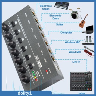 [Dolity1] เครื่องมิกเซอร์เสียงสเตอริโอ 6 อินพุต ขนาดเล็ก สําหรับเครื่องเล่นซีดี กีตาร์ เบส คีย์บอร์ด