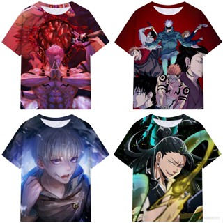 เสื้อยืดแขนสั้น คอสเพลย์ พิมพ์ลายอนิเมะ Jujutsu Kaisen Gojo Satoru Kugisaki Nobara 3 มิติ พลัสไซซ์ แฟชั่นสําหรับผู้หญิง และผู้ชาย 23