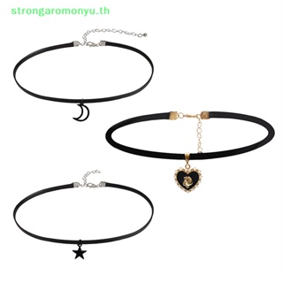 Strongaromonyu สร้อยคอโชคเกอร์ โชคเกอร์ หนัง PU สีดํา สไตล์โกธิค สําหรับผู้หญิง