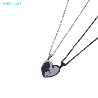 [WillbehotT] สร้อยคอ จี้สเตนเลส รูปกอดแมว เครื่องประดับคู่รัก 1 คู่ [ใหม่]