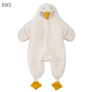  BW3 Onesie ห่านขาวสไตล์น่ารักอบอุ่นปฏิบัติขนสัตว์โพลีเอสเตอร์ Jumpsuit เป็นมิตรกับผิวหนังเด็กวัยหัดเดินสำหรับฤดูหนาว