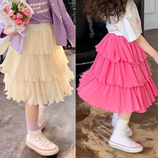 ชุดเดรสกระโปรงพลีท เอวยางยืด สีพื้น สไตล์เกาหลี สําหรับเด็กผู้หญิง