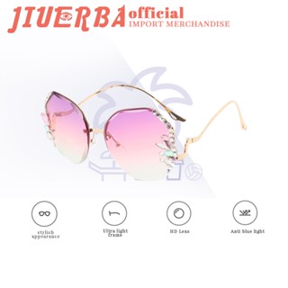 JIUERBA แฟชั่นใหม่ แว่นตากันแดด UV400 ไร้ขอบ ทรงกลม ป้องกันรังสียูวี สไตล์คลาสสิก เหมาะกับฤดูใบไม้ผลิ และฤดูร้อน สําหรับผู้หญิง และผู้ชาย