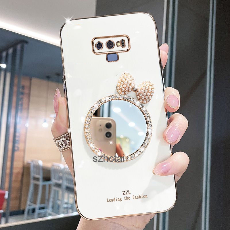 เคส SAMSUNG note 9 หรูหรา มุก โบว์ กระจกแต่งหน้า ชุบ ซิลิโคน เคสโทรศัพท์ นิ่ม SAMSUNG note 9
