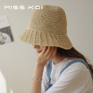 Misskoi [พร้อมส่ง] หมวกฟางกันแดด สไตล์เกาหลี เหมาะกับเดินชายหาด แฟชั่นฤดูร้อน สําหรับผู้หญิง