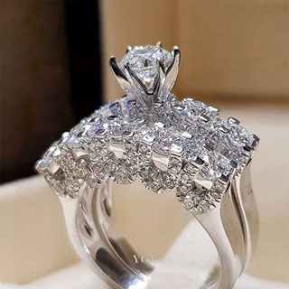 Ygt ใหม่ ชุดแหวนแต่งงาน ประดับเพทาย หรูหรา สําหรับผู้หญิง 2 ชิ้น