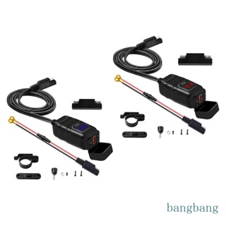 Bang ที่ชาร์จรถจักรยานยนต์ USB QC3 0 พร้อมสวิตช์โวลต์มิเตอร์ SAE