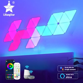 Wifi โคมไฟ LED RGB ทรงสามเหลี่ยม ควบคุมด้วยเสียงเพลง บลูทูธ APP สําหรับตกแต่งห้องนอน ทีวี