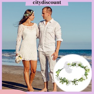 &lt;citydiscount&gt;  มงกุฎดอกไม้ ใบไม้ สีเขียว สไตล์โบฮีเมียน สําหรับเจ้าสาว งานแต่งงาน งานวันเกิด งานเทศกาล