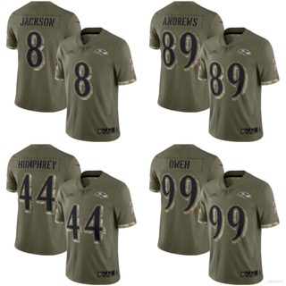 ใหม่ เสื้อยืดลําลอง แขนสั้น พิมพ์ลาย NFL Baltimore Ravens Jersey Jackson Humphrey Oweh Andrews Salute To Service สําหรับผู้ชาย เหมาะกับการเล่นกีฬา 2022